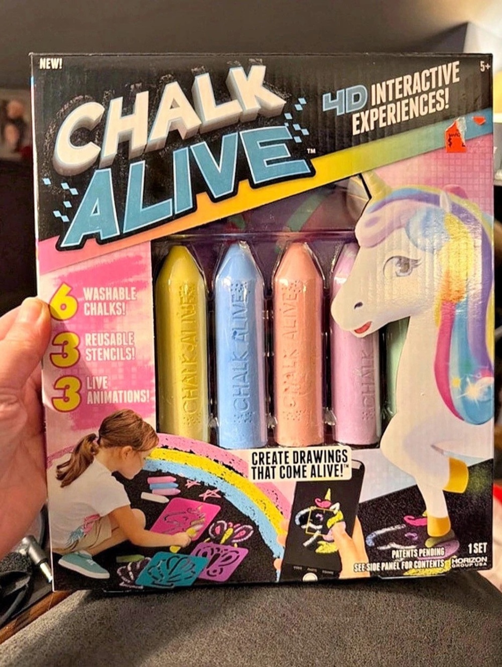 Horizon Group USA Chalk Alive 4D Interactive Chalk Art - Unicorn, Mermaid &